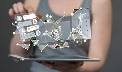 web develop interface web application in hand