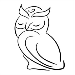 Owl on a white background. Isolated vector drawing on a white background. Hand-drawn style of vector illustration design. Minimal artistic style of the symbol.