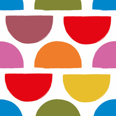 Seamless pattern with colored semicircles. Drawn with paint. Simple vector illustration. - 417902631
