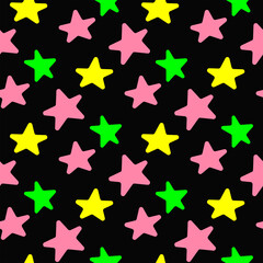 Obraz premium Colorful seamless pattern with repeating stars. Simple youth print. Vector illustration.