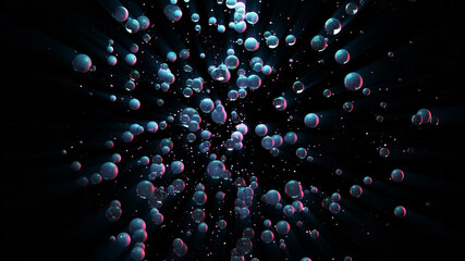Abstract background. Spheres particles. 3D rendering. Concept art. 