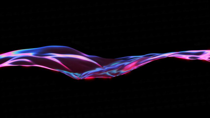 Abstract neon background. Liquid surface. Wavy element. Pink and blue color. 