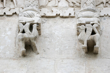 detail of a wall of ancient orthodox church in Vladimir, Russia