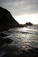 sunset over the sea and cliffs in Asturias