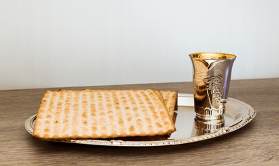Still-life with wine and matzoh jewish passover bread
