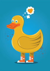 Duck with a heart vector illustration