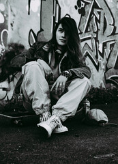 Young gay woman graffiti artist and skater © Sebastiana Raw