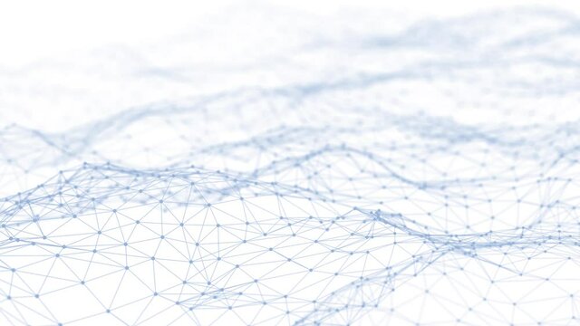 Dynamic wave with many dots. Abstract motion background of dots. Technology or science. 3d rendering Seamless loop. 4K