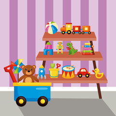 shelf and toys
