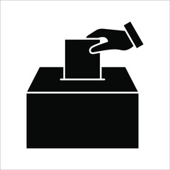 Hand voting ballot box icon, Election Vote concept, Vector illustration on white background. color editable
