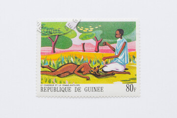 Guinea Republic Postage Stamp. circa 1968. 30 F. Legend of the moon and stars. 