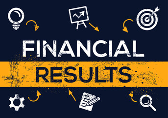 Creative (financial results) Banner Word with Icon ,Vector illustration.