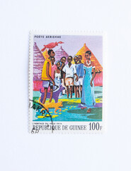 Guinea Republic Postage Stamp. circa 1968. 100 F. the legacy of old faya