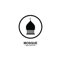 abstract mosque logo. black texture on white background. simple and unique logos. for symbols, labels, icons of Muslim companies and graphic designs. modern tower templates