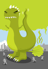 Dinosaur with wind vector illustration