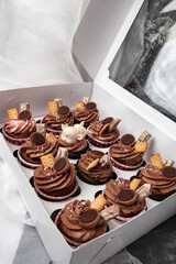 chocolate cupcakes sprinkled with sweets