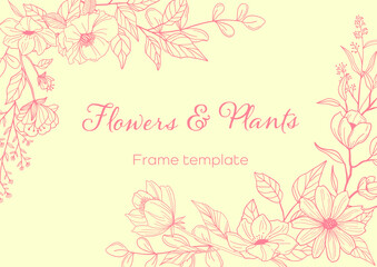 Fototapeta na wymiar Flowers & plants Frame template