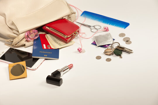 Women's Handbag And Its Contents