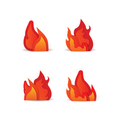 Paper cut fire flame collection element design vector