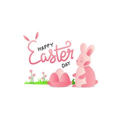 Paper cut happy easter day greeting card design