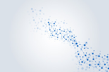 Structure molecule and communication. Dna, atom, neurons. Scientific concept for your design. Connected lines with dots. Medical, technology, chemistry, science background. Vector illustration