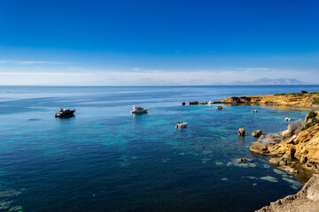 Landscape of the coast at small mediterranean town of Betlem in Mallorca Spain during a clear beautiful day