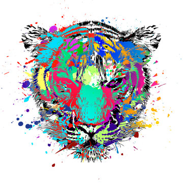 abstract colorful background with,tiger