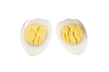Half cutted Boiled spotted quail eggs  isolated on white background.  Healthy Food Products Concept