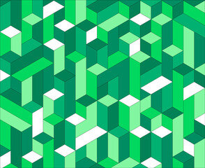 Green geomwtric background. 3d vector illustration. Modern flat isometric background