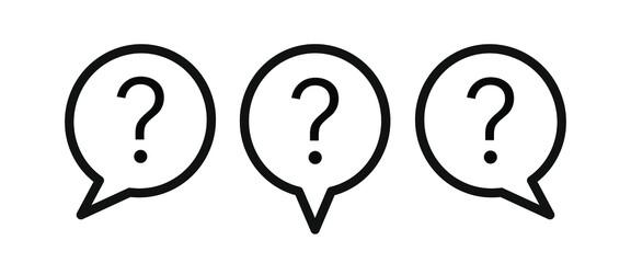 Set of chat icons. Speech message bubbles with question marks. Forum icons. Communication concept. Design for web and apps
