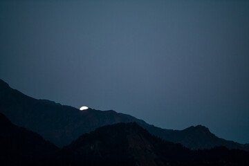 Moonrise in Himalayas, shot from Munsyari Uttarakhand