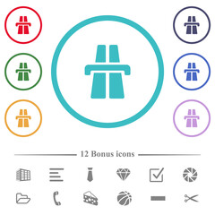 Highway flat color icons in circle shape outlines