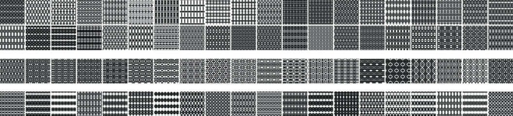 80 Universal different geometric seamless patterns. Endless vector texture can be used for wrapping wallpaper, pattern fills, web background,surface textures. Set of monochrome ornaments.