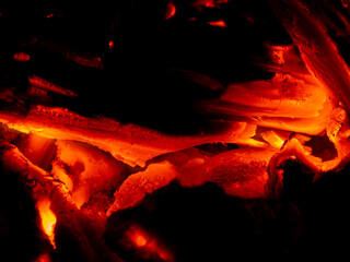 hot embers of burning wood 
