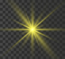  Bright flash of light, new star, bright sun for vector illustrations.