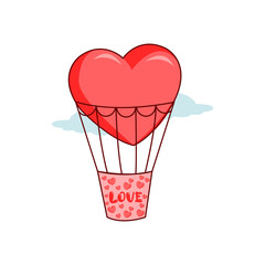 Heart shaped air balloon. Valentines day - Vector