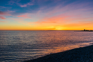 Sunset over the Black Sea in Sochi, in Adler