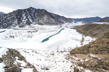 The confluence of Chuya and Katun rivers