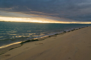 Gloomy clouds, sunset over the sea, storm, Huelva