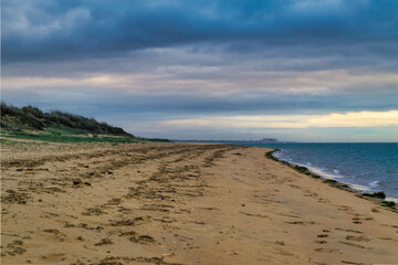Gloomy clouds, sunset over the sea, storm, Huelva