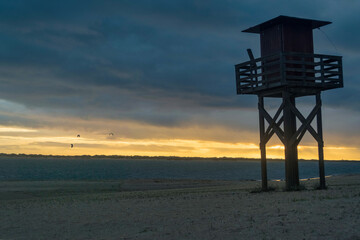 Gloomy clouds, sunset over the sea, storm, Huelva