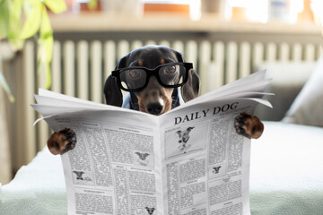 hond leest krant
