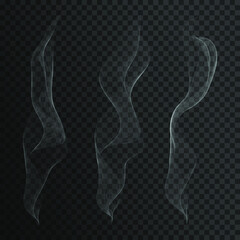 Smoke effect vector illustration. Set of smoke effect on transparent background.