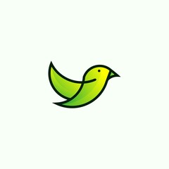 Vector gradient bird leaf logo design illustration