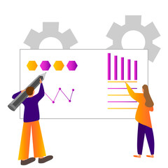 a team of people analyzes the work done