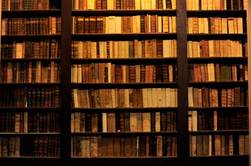 antique books in an old library