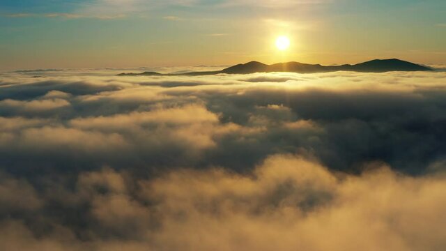 Sun cloud nature sunset fog sky fly air magic atmosphere drone horizon