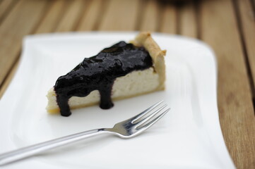 piece of cheesecake With blueberry sweet jem