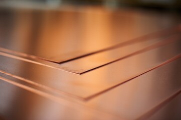 Many copper sheets, warehouse copper plates.