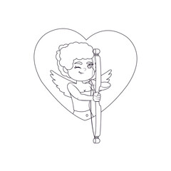 Cupid cartoon in a heart. Angel of love - VEctor